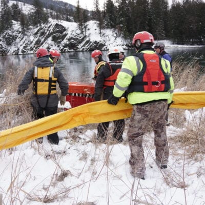 Trainees prepare to deploy boom and BoomVane